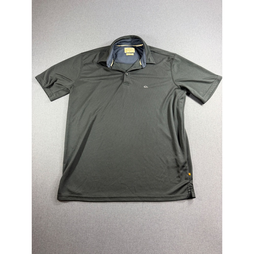 Quiksilver Waterman Mens Polo GOLF Shirt Gray Mesh Performance Short Sleeve